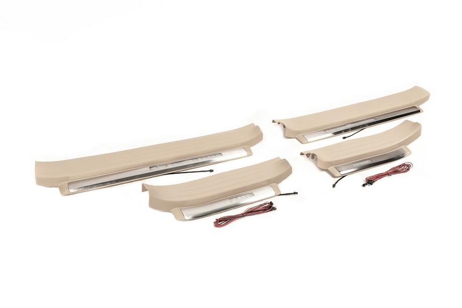 Toyota Land Cruiser Prado 150 2009-2023 Illuminated door sills (beige) Photo 1