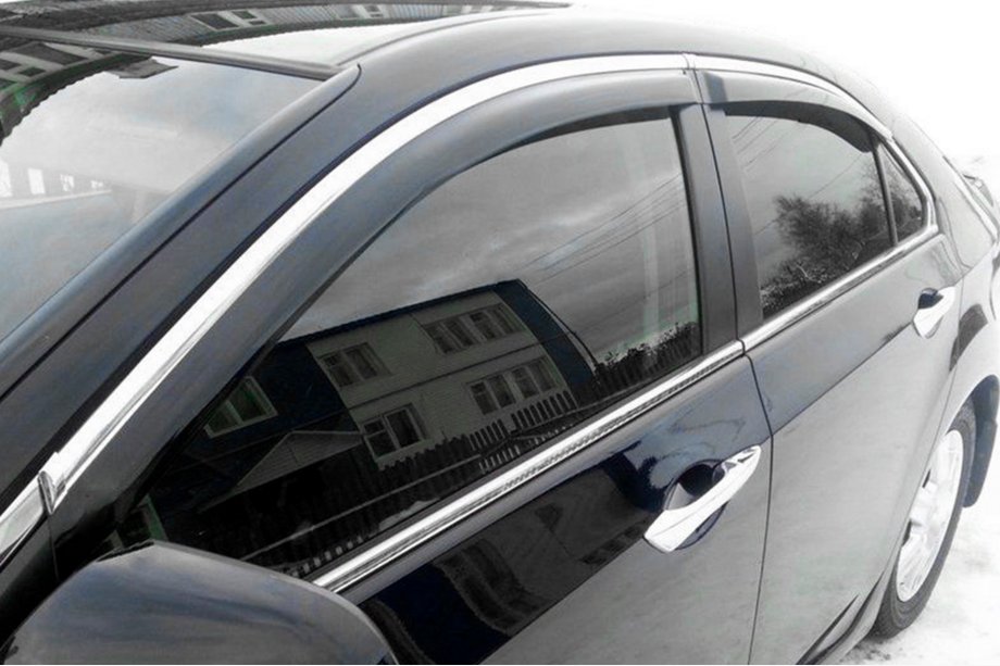 Honda Accord VIII 2008-2012 Window Deflectors with Chrome Trim SD (4 pcs, HIC) Image