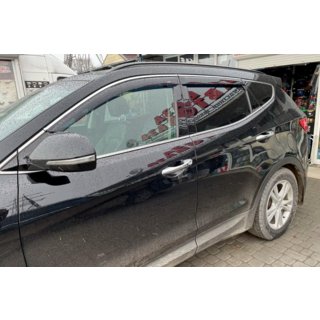 Window deflectors with chrome trim LONG (4 pcs, HIC) Hyundai Santa Fe 3 2012-2018 photo 1