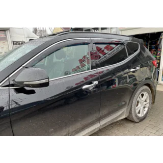 Window deflectors with chrome trim LONG (4 pcs, HIC) photo 1
