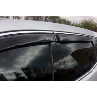 Window deflectors with chrome trim LONG (4 pcs, HIC) Hyundai Santa Fe 3 2012-2018 photo 4