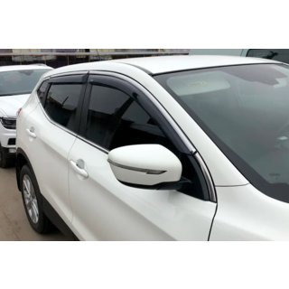 Window deflectors with chrome trim (4 pcs, HIC) Nissan Qashqai 2014-2021 photo 1