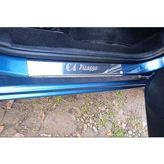 Carmos Door Sill Protectors (4pcs, Stainless Steel) Citroen C-4 Picasso 2006-2013 photo 1