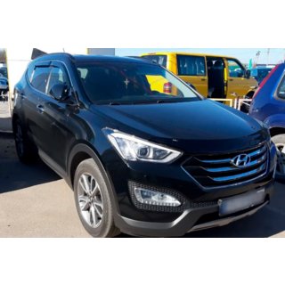 Window deflectors with chrome trim (4 pcs, HIC) Hyundai Santa Fe 3 2012-2018 photo 3