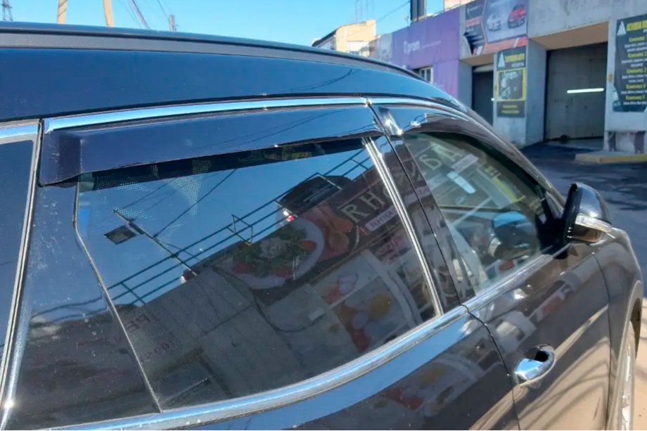Hyundai Santa Fe 3 2012-2018 Window deflectors with chrome trim (4 pcs, HIC) Photo 2