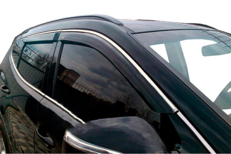 Hyundai Santa Fe 3 2012-2018 Window deflectors with chrome trim (4 pcs, HIC) Photo 6