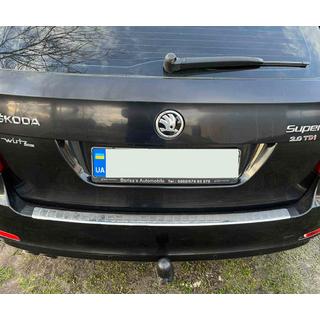 Rear Bumper Protector Carmos V1 (SW, Stainless Steel) Skoda Superb 2009-2015 photo 1