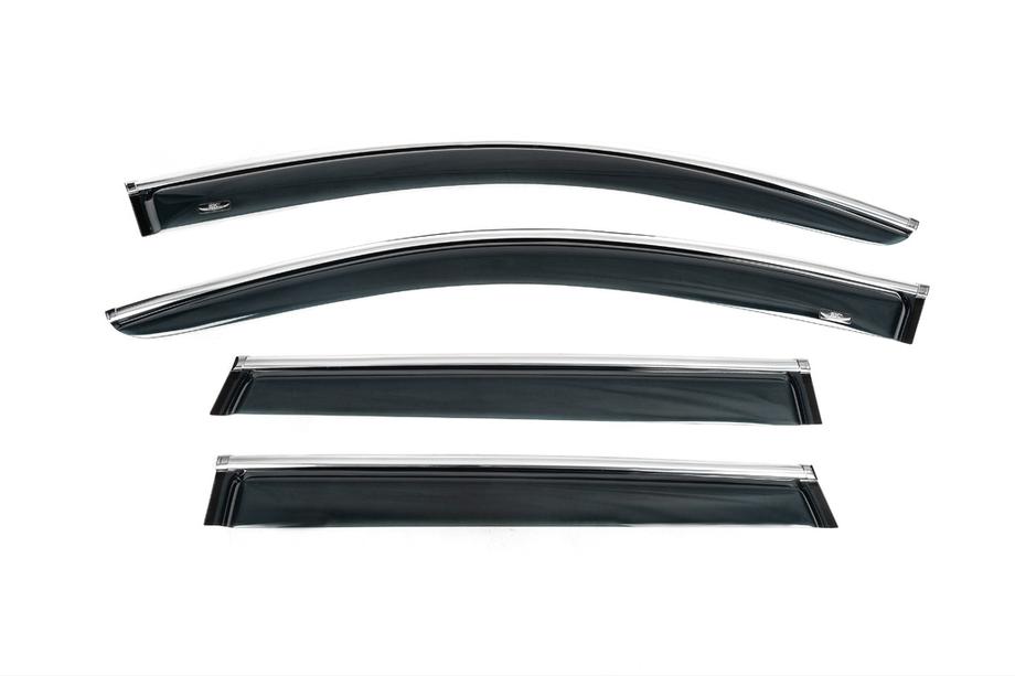 Volkswagen Touareg 2010-2018 Window deflectors with chrome trim (4 pcs, HIC) Photo 5