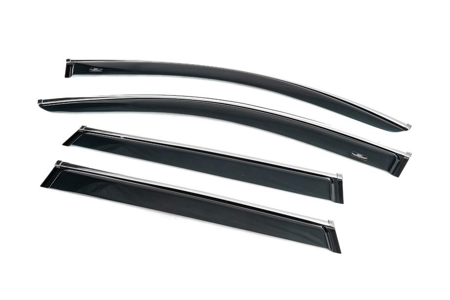 Volkswagen Touareg 2010-2018 Window deflectors with chrome trim (4 pcs, HIC) Photo 6