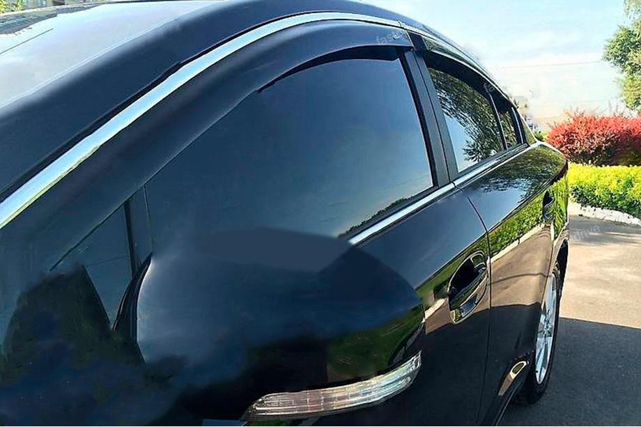 Honda Crosstour 2009-2015 Window deflectors with chrome trim (4 pcs, HIC) Image