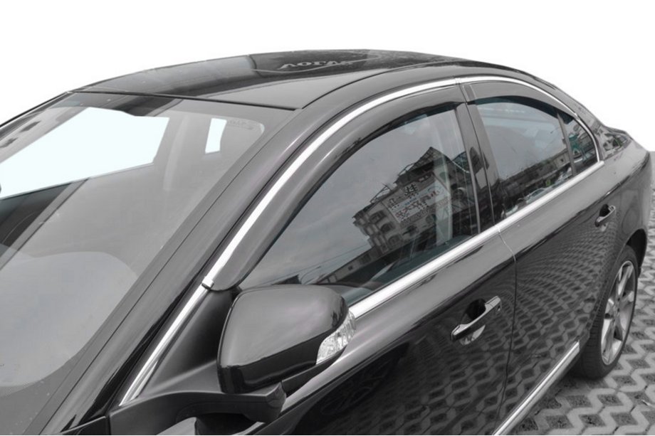 Volvo S80 2006-2016 Window deflectors with chrome trim (4 pcs, HIC) Image