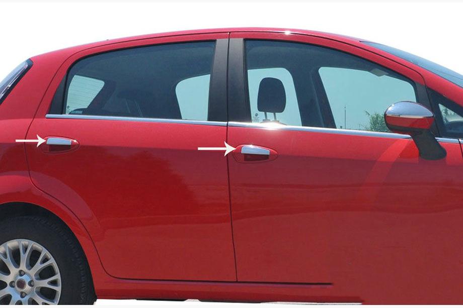 Fiat Punto Grande/EVO 2006-2018 Chrome Door Handle Covers (4-door, Stainless Steel) Carmos - Turkish Stainless Steel Image