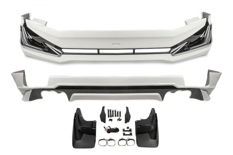 Toyota Land Cruiser Prado 150 2009-2023 Front and Rear Bumper Covers Modelista V3-LED (2017-) Black Image