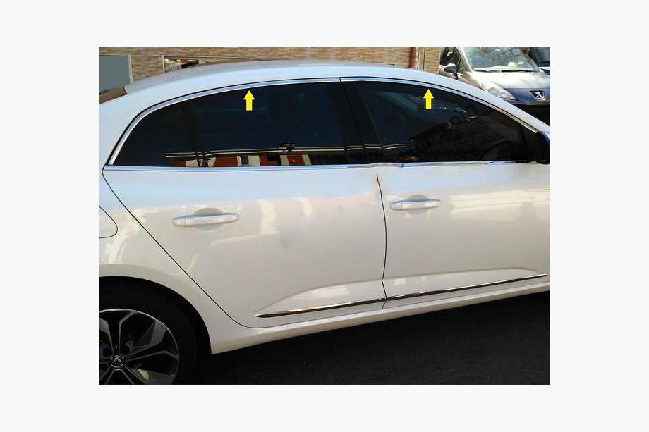 Renault Megane IV 2016-2025 Upper window trim stainless steel 6pcs Sedan OmsaLine - Italian Stainless Steel Image