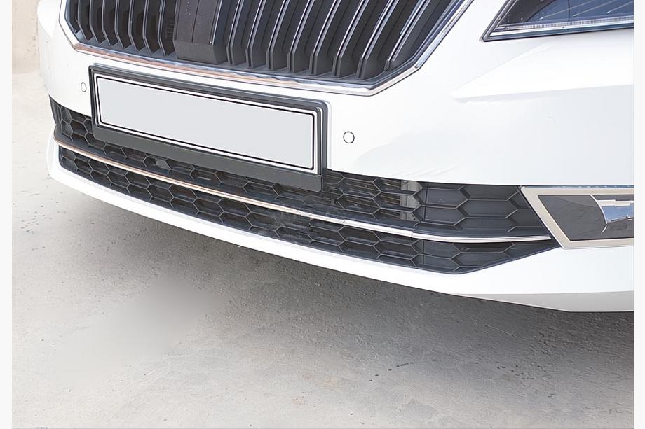 Skoda Superb 2015-2024 Front Bumper Covers OmsaLine (3 pcs, Stainless Steel) Image