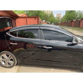 Window deflectors with chrome trim (4 pcs, Niken) Hyundai Elantra (AD) 2015-2020 photo 1