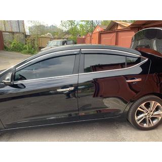Window deflectors with chrome trim (4 pcs, Niken) Hyundai Elantra (AD) 2015-2020 photo 2