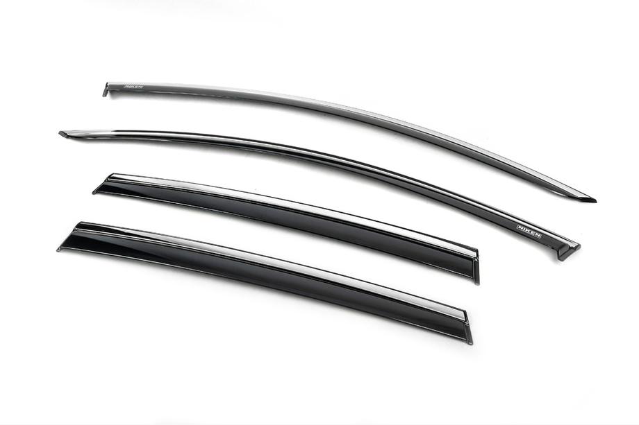 Renault Clio IV 2012-2019 Window Deflectors with Chrome Trim Niken (HB, 4 pcs) Image