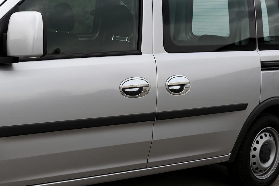 Opel Combo 2002–2012 Chrome Door Handle Covers with Trim (3-door, Stainless Steel) Image
