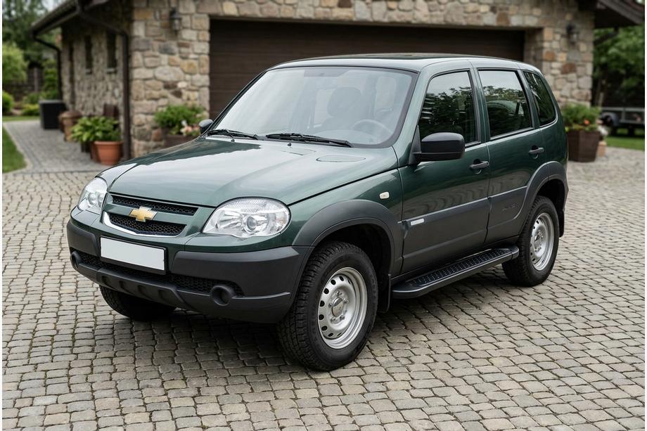 Chevrolet Niva 1998-2020 Side Steps Allmond Black (2 pcs, Aluminum) Image