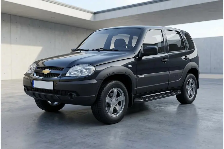 Chevrolet Niva 1998-2020 Side Steps Tayga Black (2 pcs, Aluminum) Image
