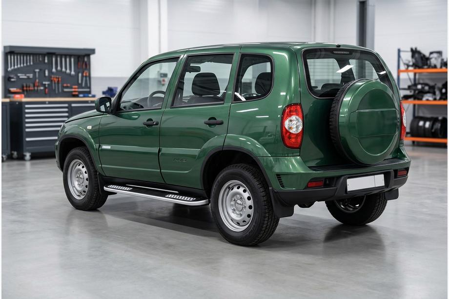 Chevrolet Niva 1998-2020 Side Steps Tayga V2 (2 pcs, Aluminum) Image