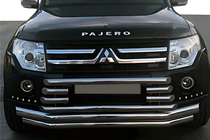 Mitsubishi Pajero Wagon IV 2006-2021 Front Bull Bar ST015-9 (Stainless Steel) photo 1