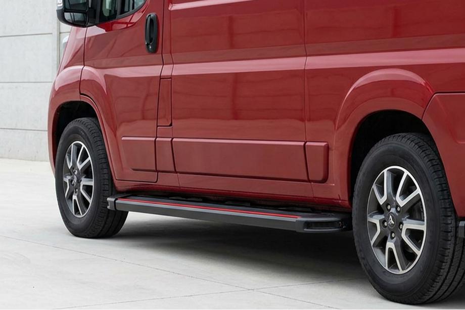 Fiat Ducato 2006-2025 Side Steps Maya Red (2 pcs, Aluminum) Long Wheelbase Image