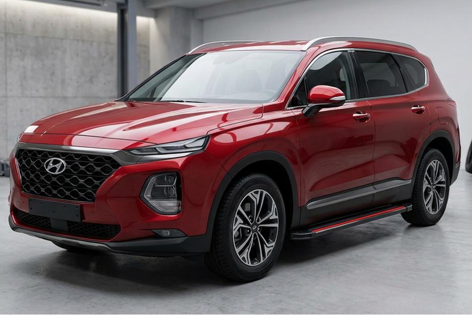 Hyundai Santa Fe 4 2018-2023 Side Steps Maya Red (2 pcs, Aluminum) Image