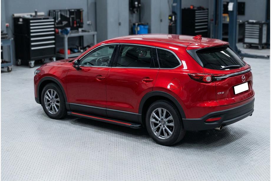 Mazda CX-9 2017- Side Steps Maya Red (2 pcs, Aluminum) Image