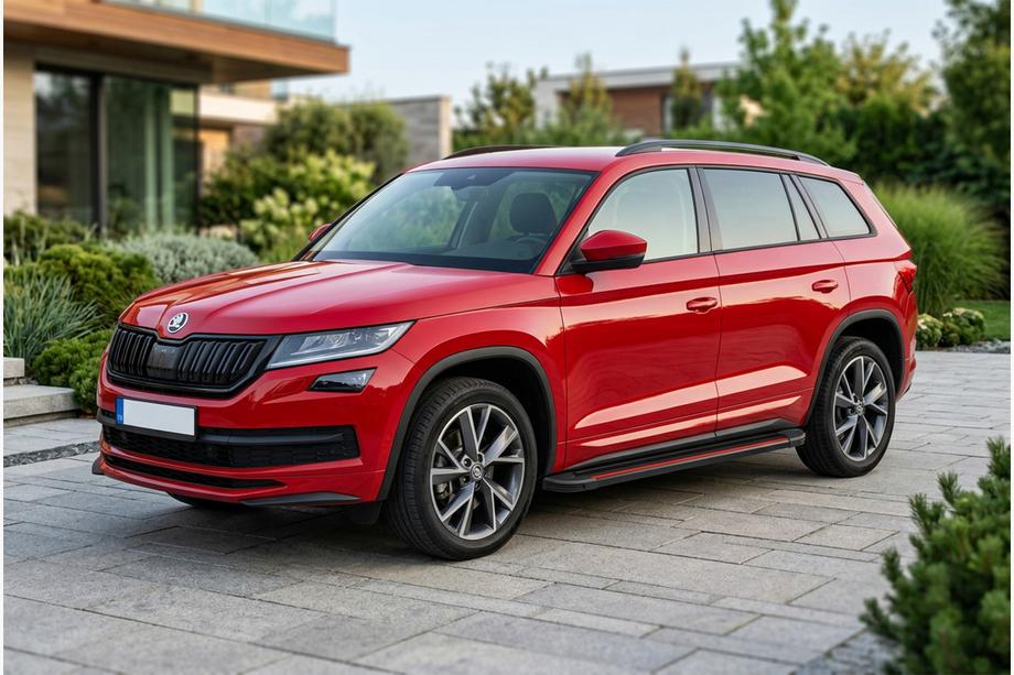 Skoda Kodiaq 2016-2023 Side Steps Maya Red (2 pcs, Aluminum) Photo 1