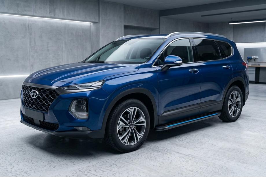 Hyundai Santa Fe 4 2018-2023 Side Steps Maya Blue (2 pcs, Aluminum) Image
