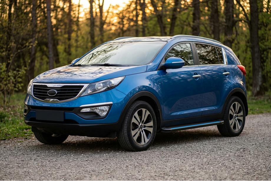 Kia Sportage 2010-2015 Side Steps Maya Blue-Black (2 pcs, Aluminum) Image