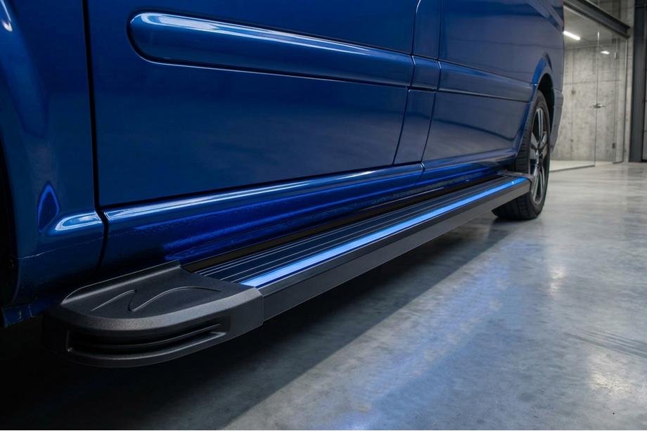 Mercedes Vito W639 2004-2014 Side Steps Maya Blue-Black (2 pcs, Aluminum) Long (ExtraLong) Image
