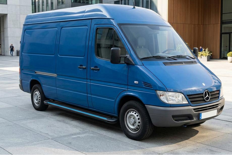 Mercedes Sprinter W901/902/903/904/905 1995–2006 Side Steps Maya Blue (2 pcs, Aluminum) Long Wheelbase Image
