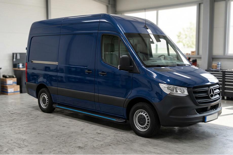 Mercedes Sprinter W907/W910 2018- Side Steps Maya Blue (2 pcs, Aluminum) Image
