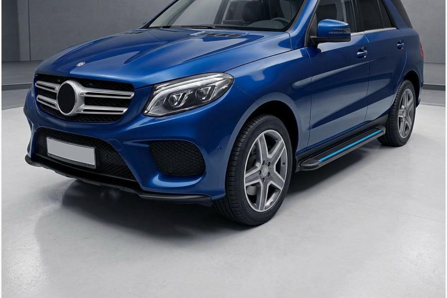 Mercedes GLE/ML class W166 2011-2018 Side Steps Maya Blue (2 pcs, Aluminum) Photo 1