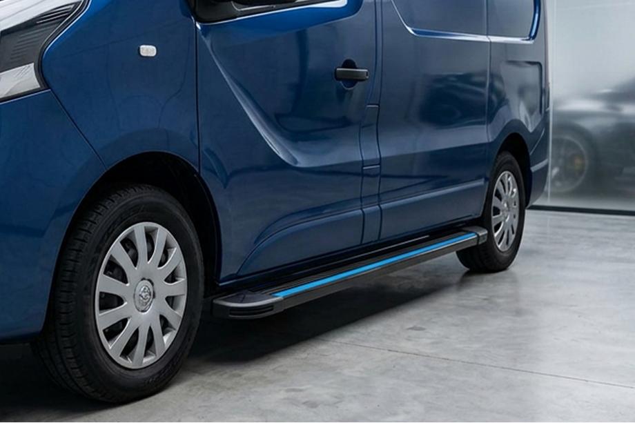 Renault Trafic 2001–2015 Side Steps Maya Blue-Black (2 pcs, Aluminum) Long Wheelbase Image