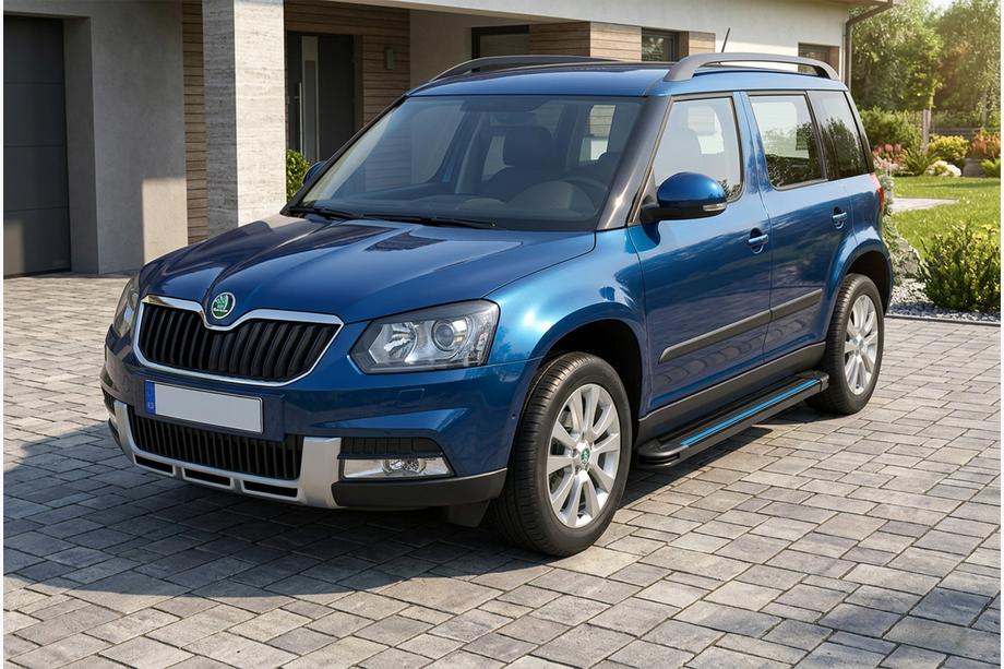 Skoda Yeti 2009-2017 Side Steps Maya Blue (2 pcs, Aluminum) Image