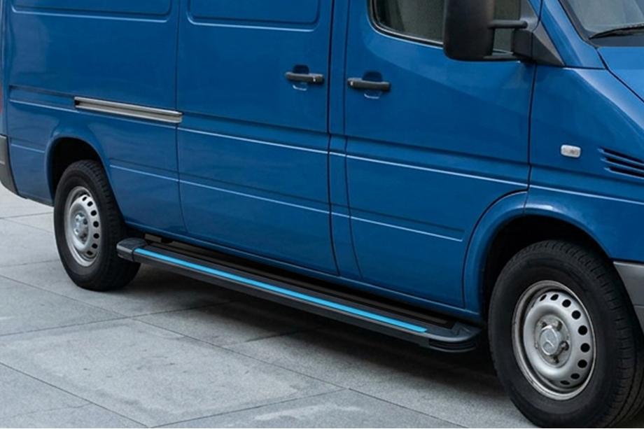 Volkswagen LT 1995-2006 Side Steps Maya Blue (2 pcs, Aluminum) Medium Wheelbase Image