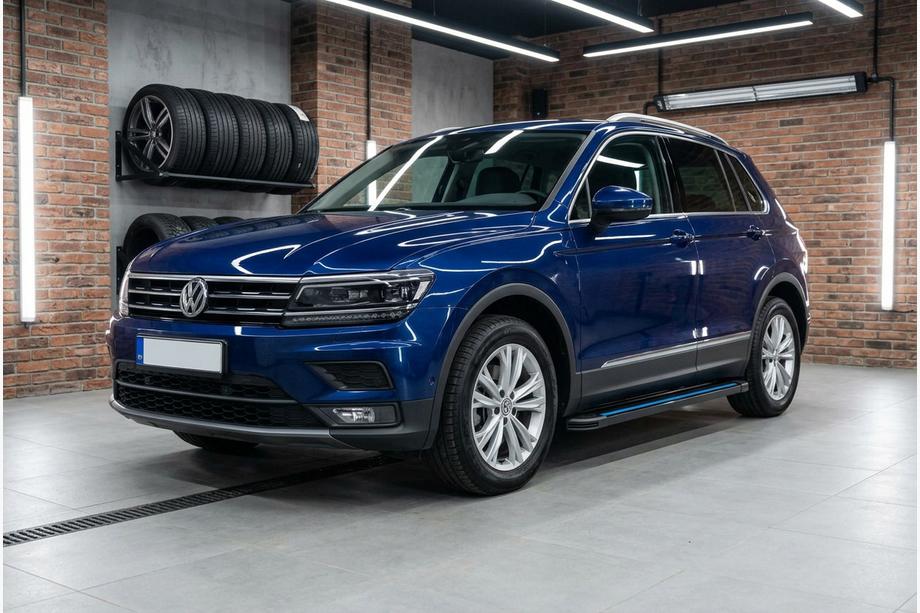 Volkswagen Tiguan 2016-2023 Side Steps Maya Blue (2 pcs, Aluminum) Image