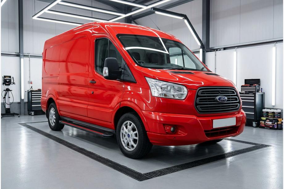 Ford Transit 2014- Side Steps Maya Red (2 pcs, Aluminum) Image