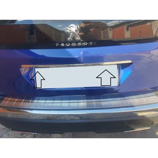 Stainless steel trim above license plate