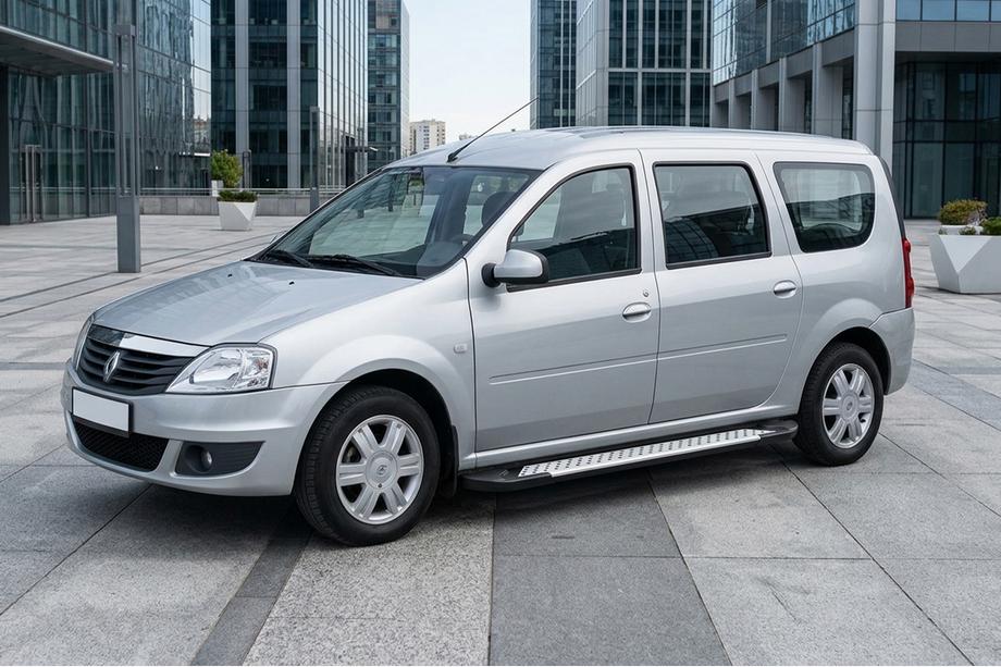 Renault Logan MCV 2005-2013 Side Steps Allmond Grey (2 pcs, Aluminum) Image