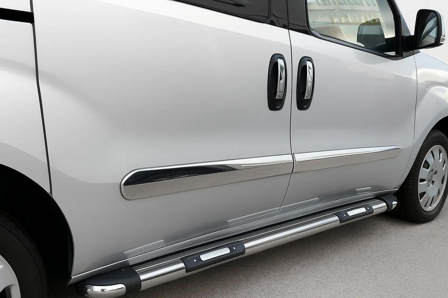 Fiat Doblo II 2010-2022 Door Moldings Stainless Steel (4 pcs) Carmos - Turkish Stainless Steel Image