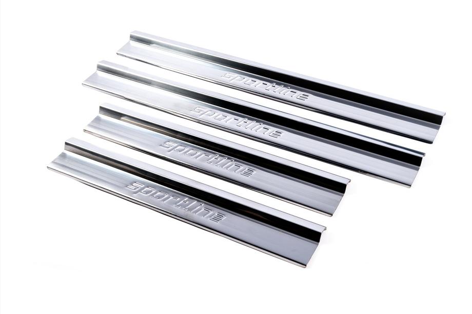 Mercedes E-class W124 1984–1997 Interior door sill plates V1 (4 pcs, stainless steel) Image