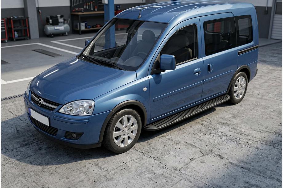 Opel Combo 2002–2012 Side Steps Tayga Black (2 pcs, Aluminum) Image