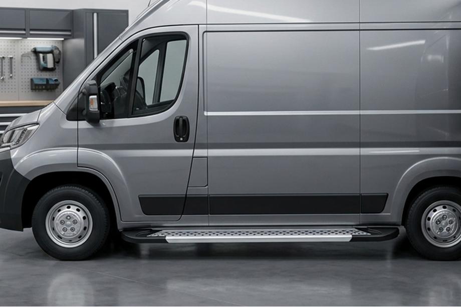Peugeot Boxer 2006-2025 Side Steps New Vision Grey (2 pcs, Aluminum) Short Wheelbase Image