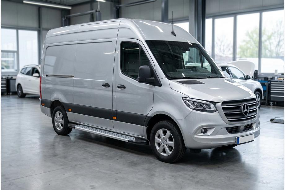Mercedes Sprinter W907/W910 2018- Side Steps New Vision Grey (2 pcs, Aluminum) Long/ExtraLong Image