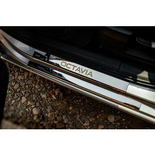 Door Sill Protectors Carmos V1 (8 pcs, Stainless Steel) Skoda Octavia III A7 2013-2019 photo 1